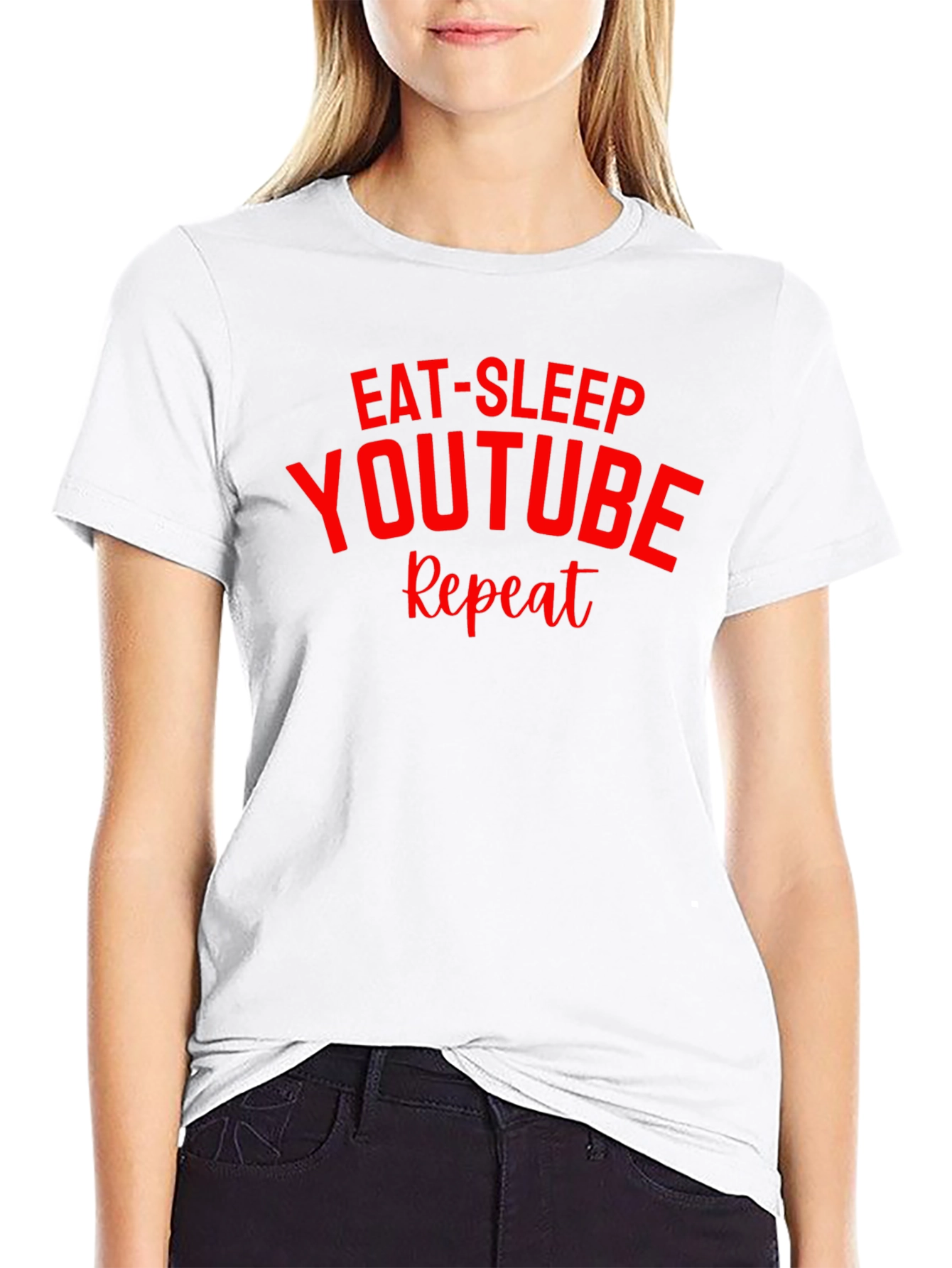 Eat Sleep YouTube Repeat Black T-Shirt