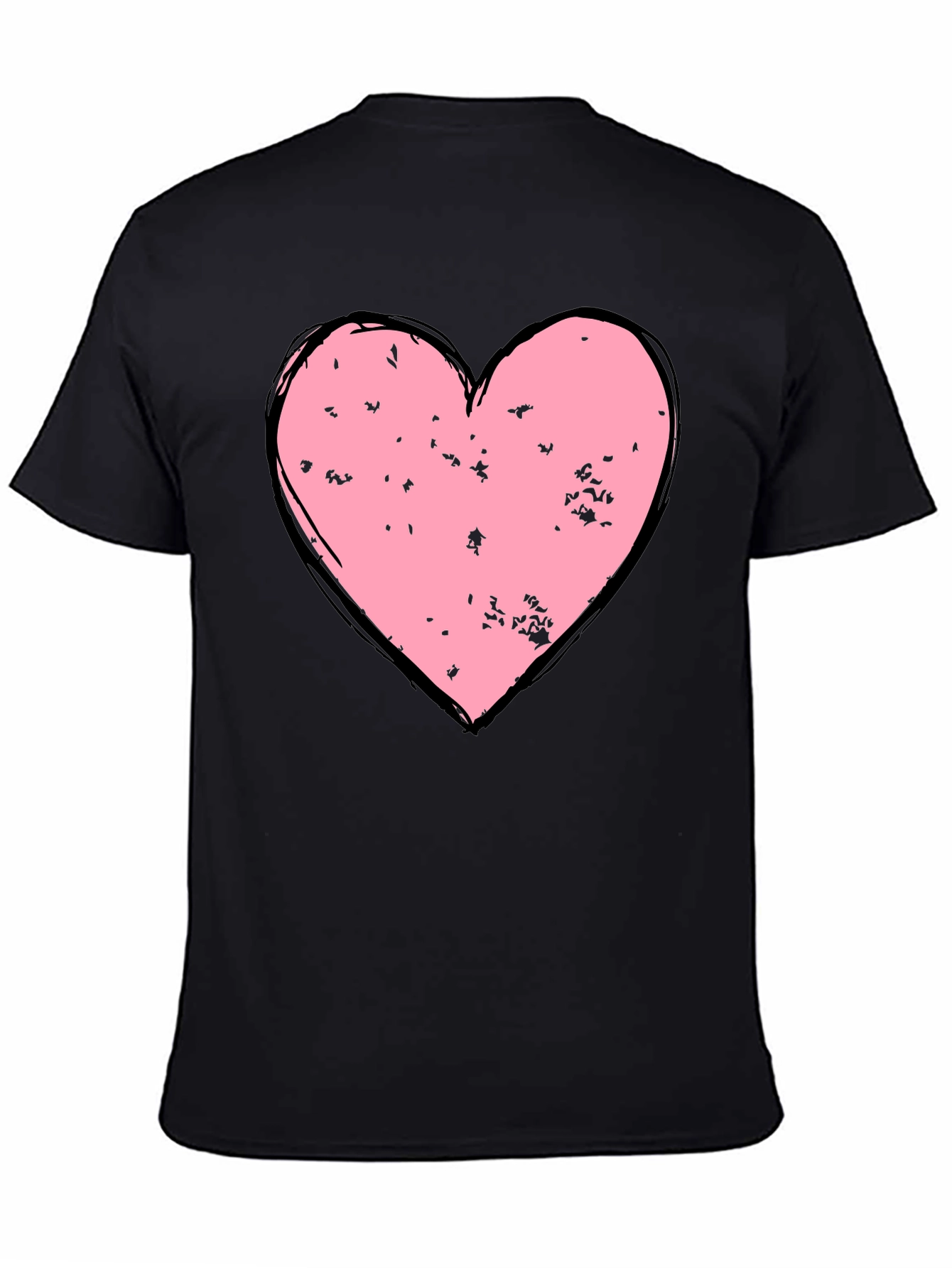 Distressed Heart Graphic T-Shirt - Black