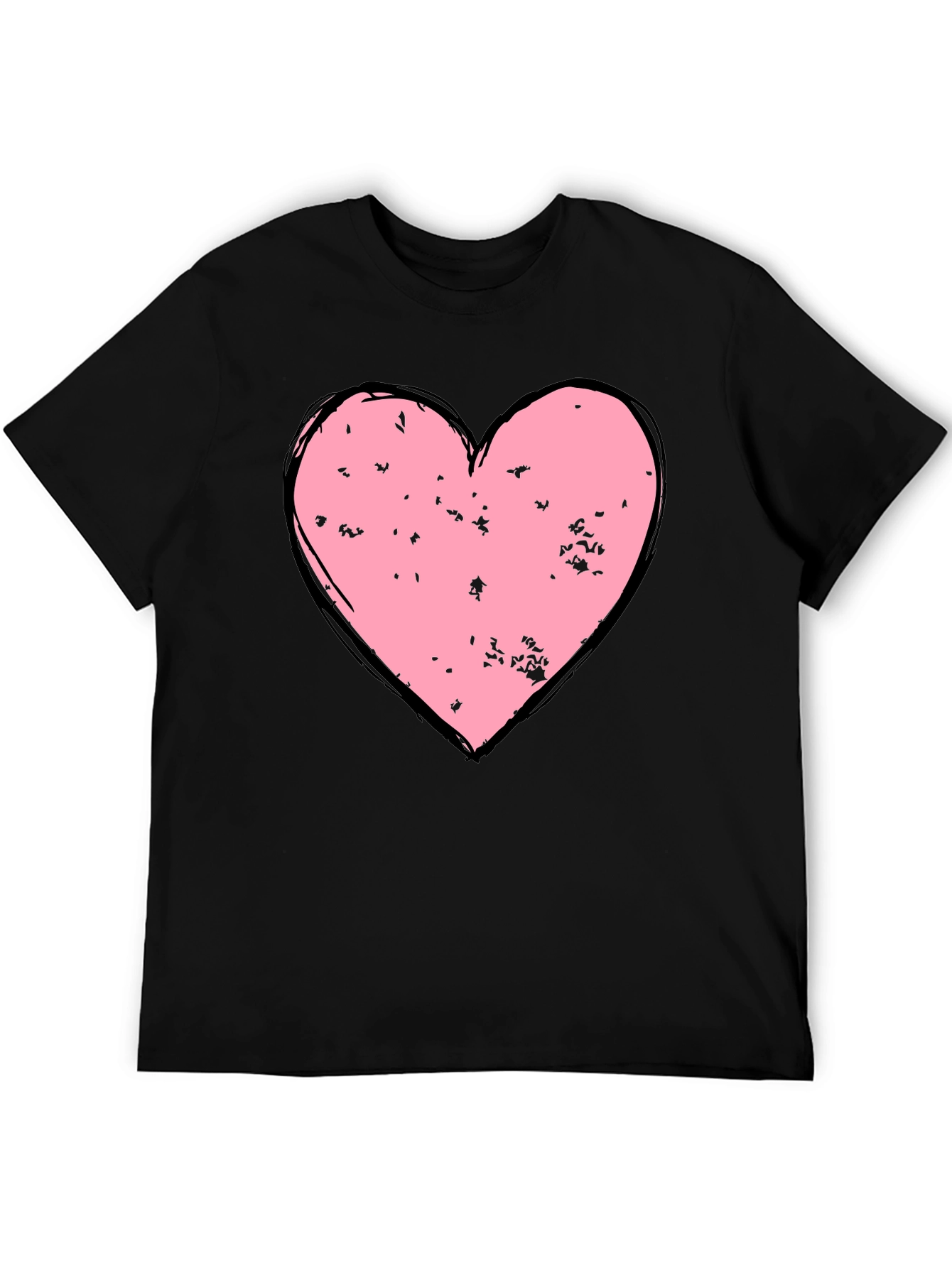 Distressed Heart Graphic T-Shirt - Black