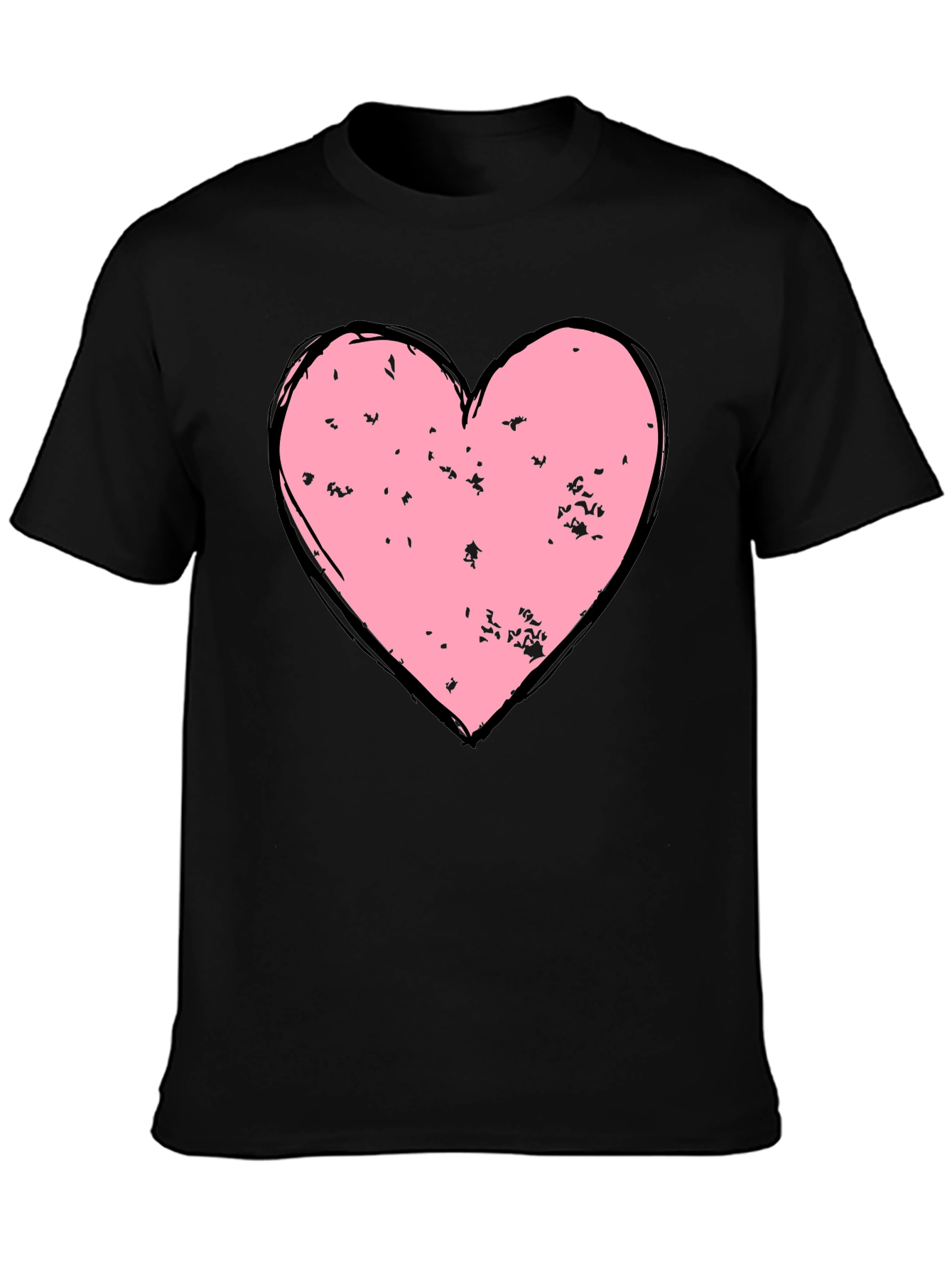 Distressed Heart Graphic T-Shirt - Black