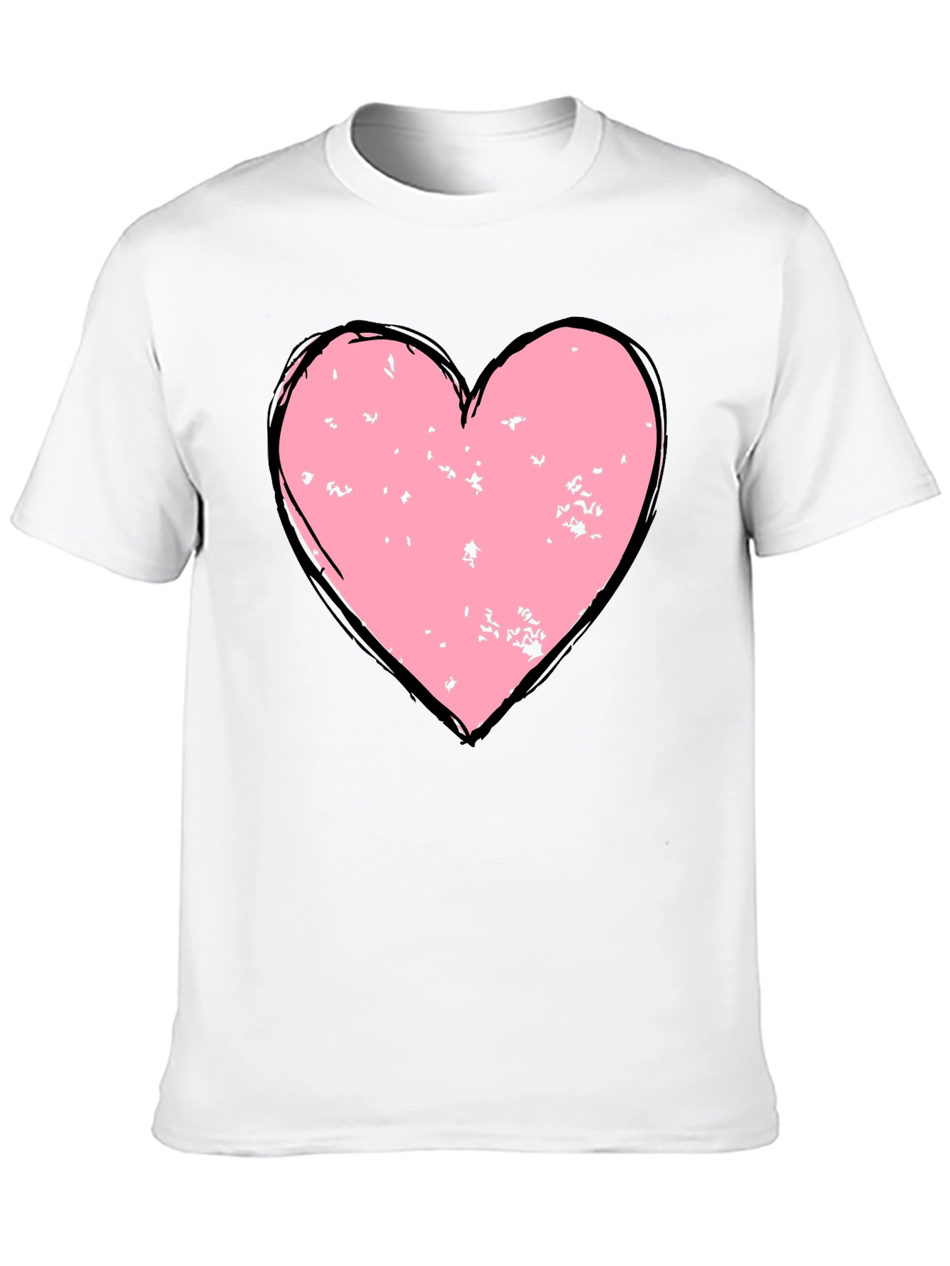 Distressed Heart Graphic T-Shirt - Black