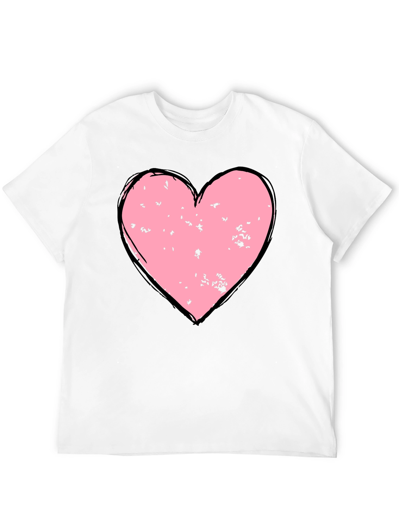 Distressed Heart Graphic T-Shirt - Black