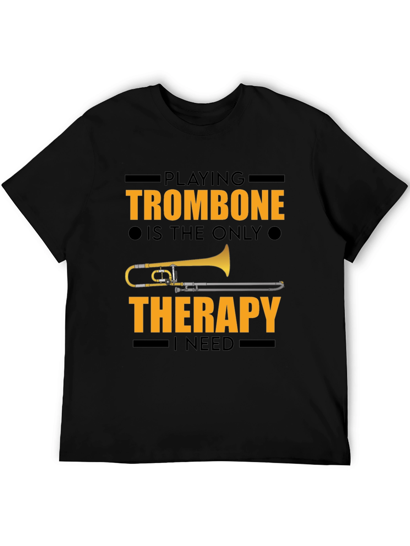 Trombone Therapy Graphic Tee - Musicians Black T-Shirt