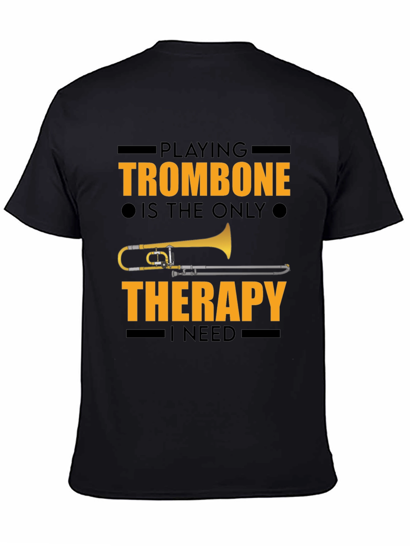 Trombone Therapy Graphic Tee - Musicians Black T-Shirt