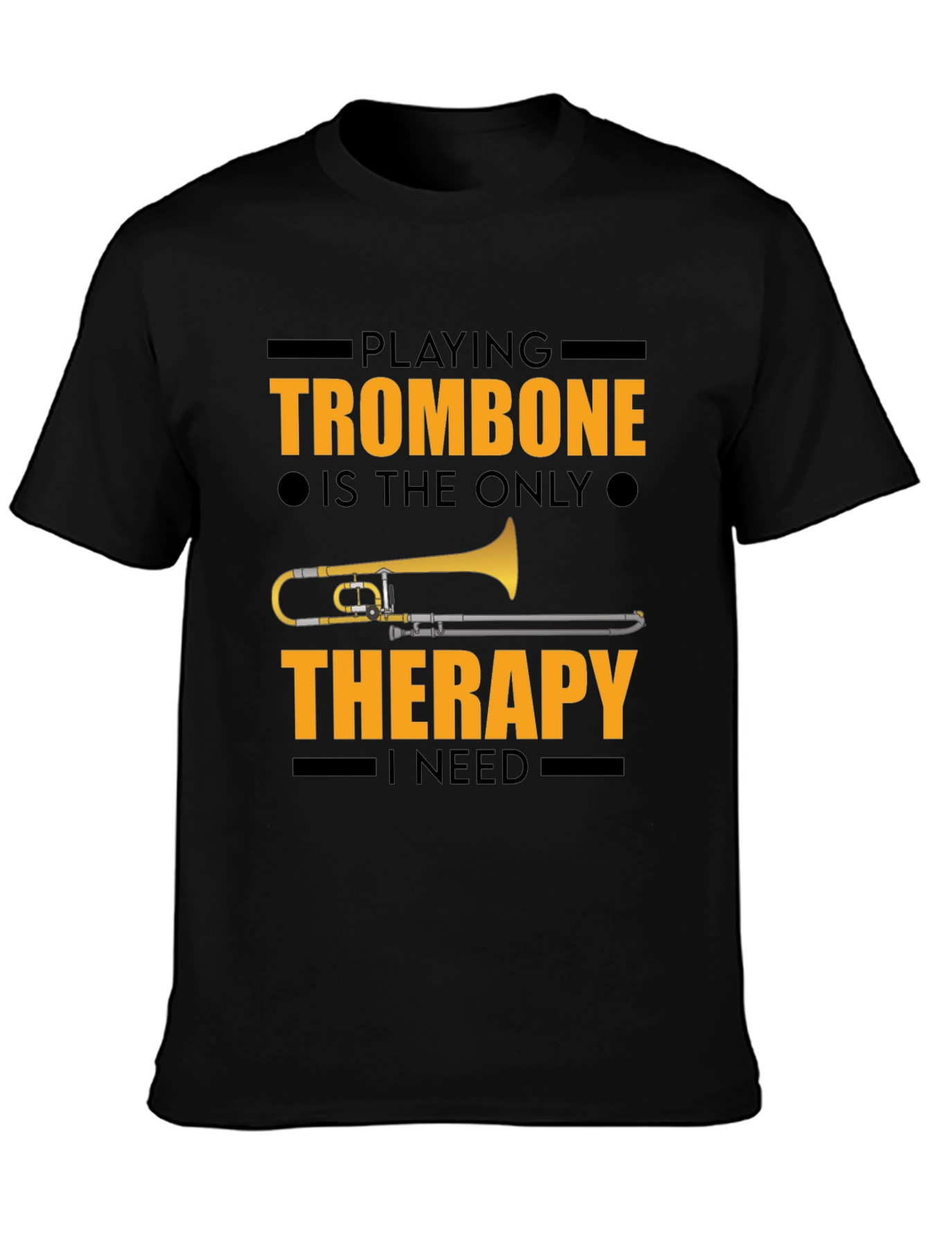 Trombone Therapy Graphic Tee - Musicians Black T-Shirt