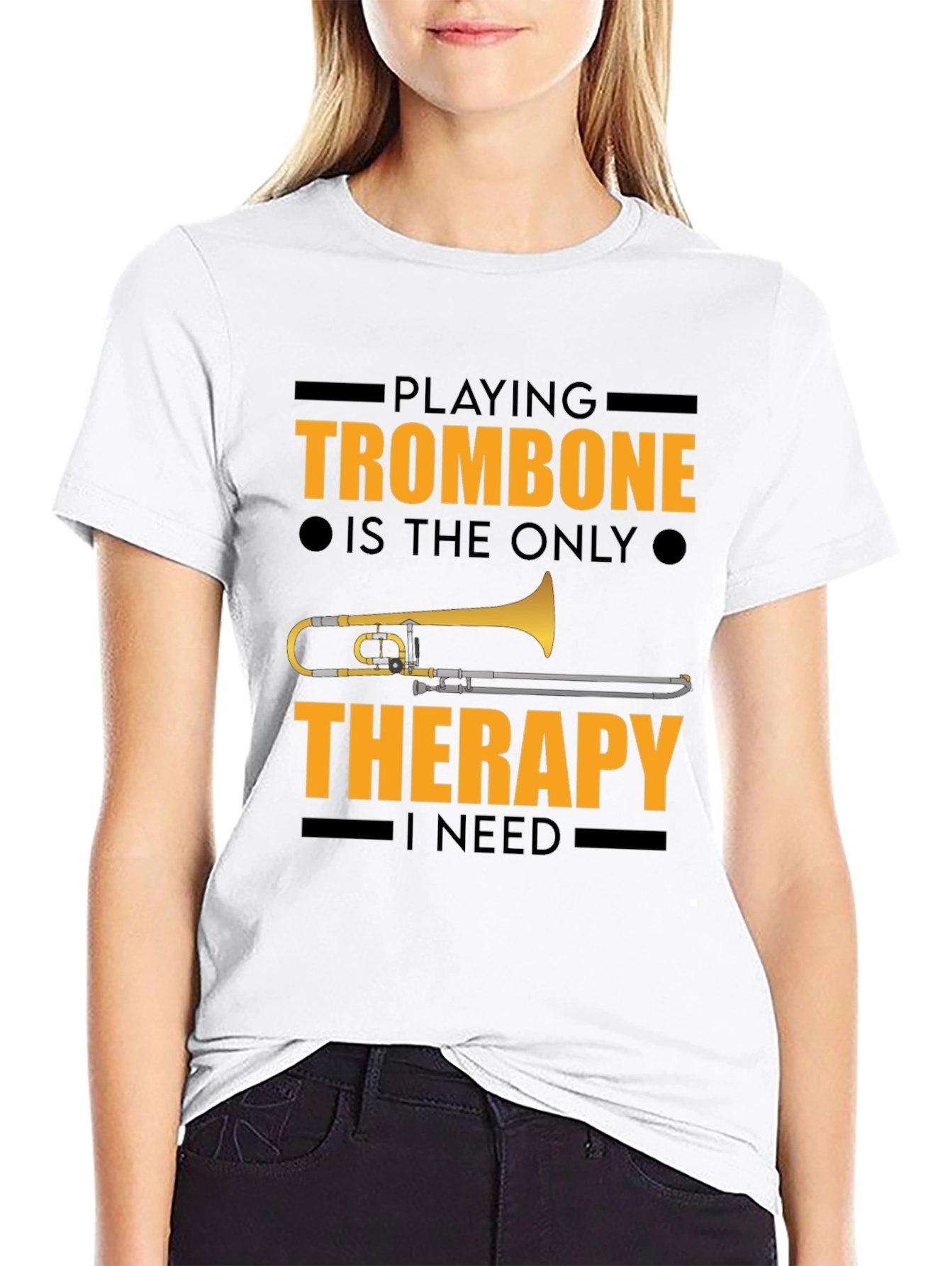 Trombone Therapy Graphic Tee - Musicians Black T-Shirt