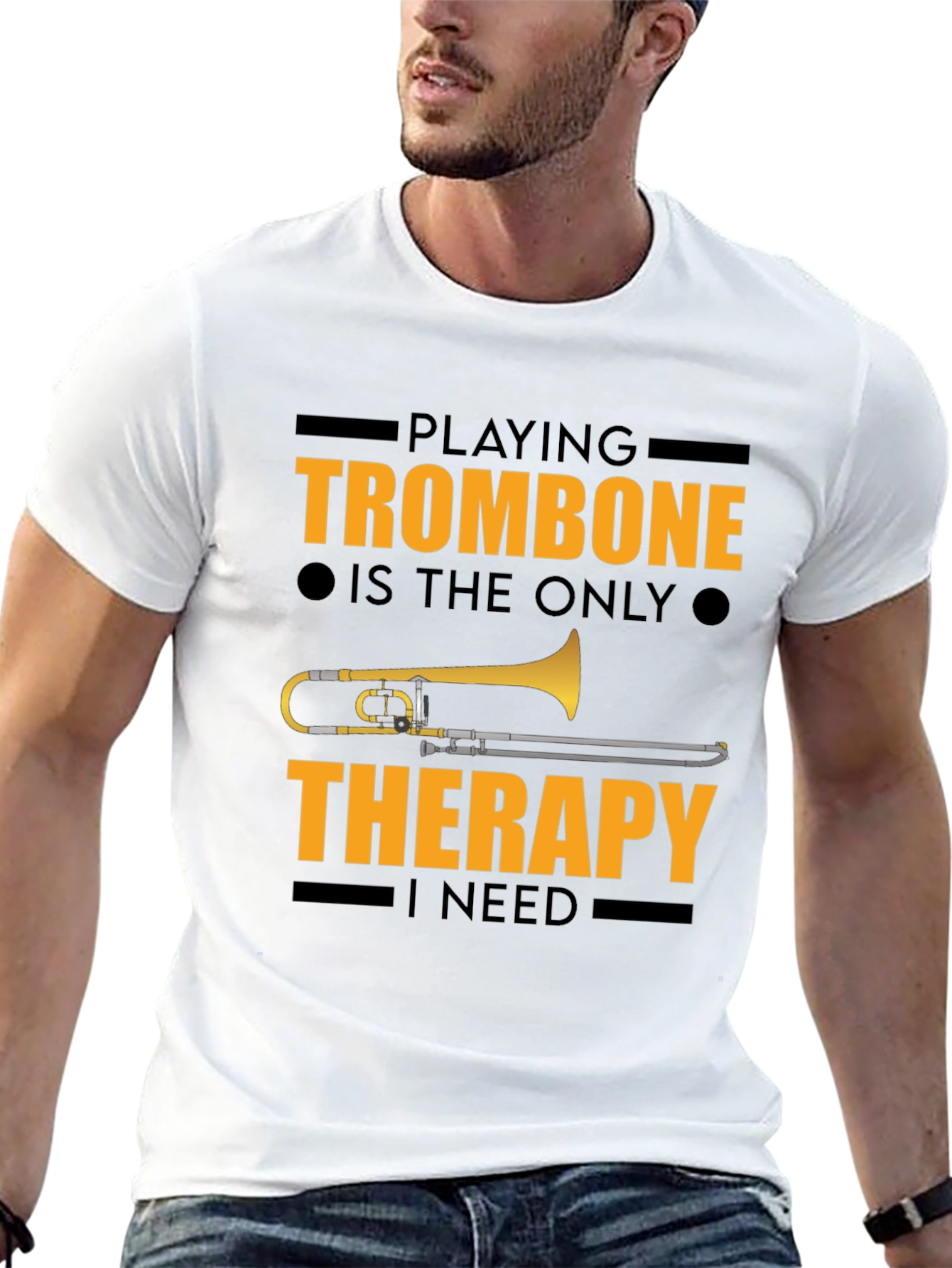 Trombone Therapy Graphic Tee - Musicians Black T-Shirt