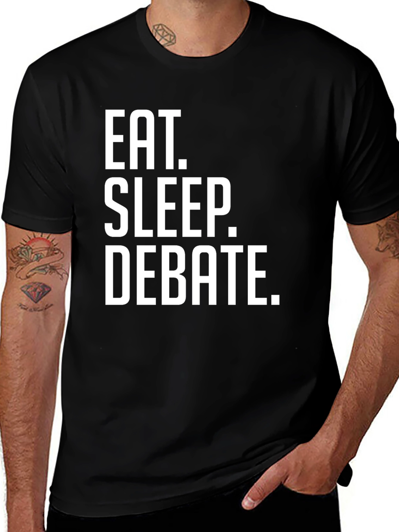Eat. Sleep. Debate. Black Graphic T-Shirt