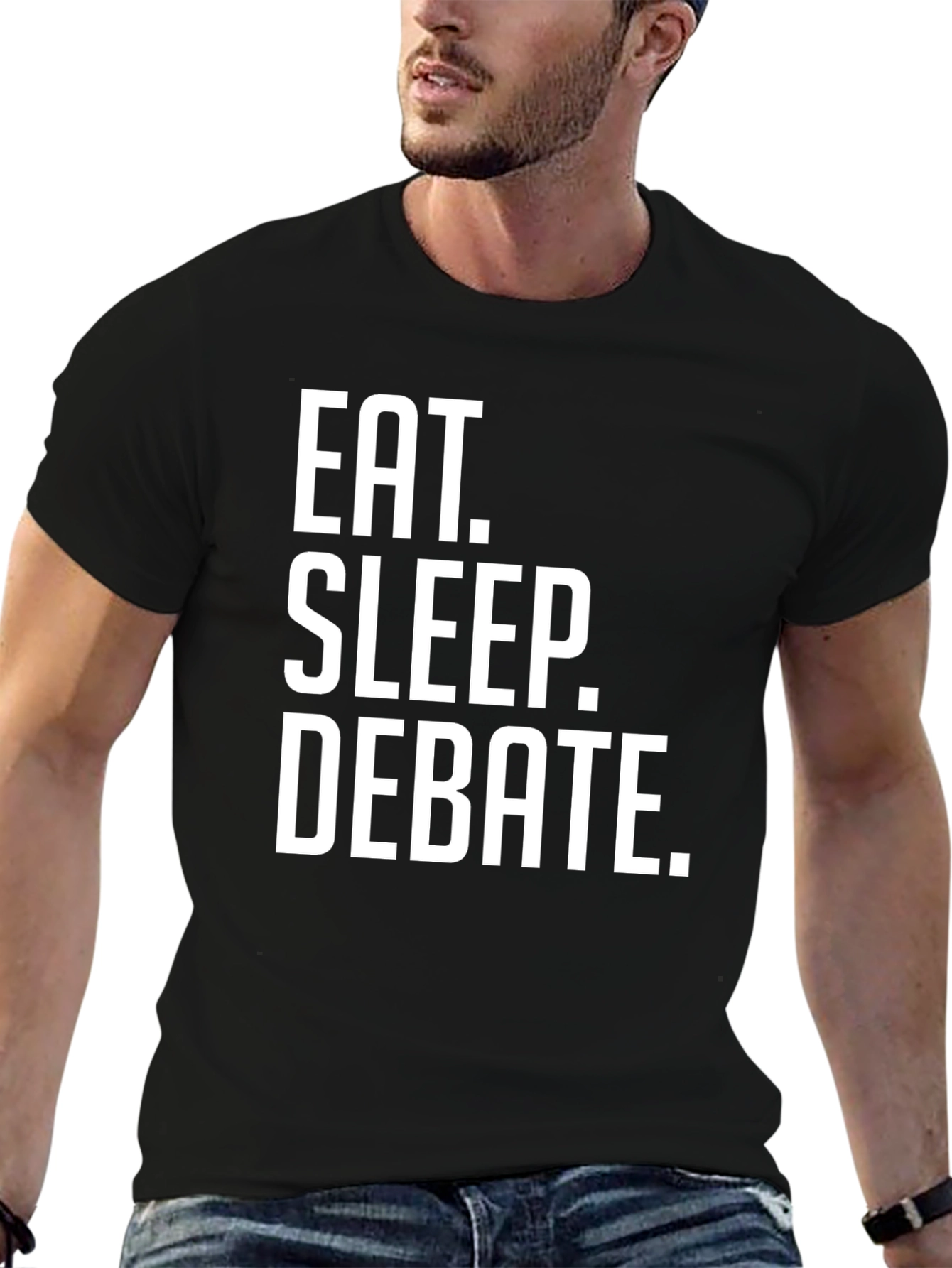 Eat. Sleep. Debate. Black Graphic T-Shirt