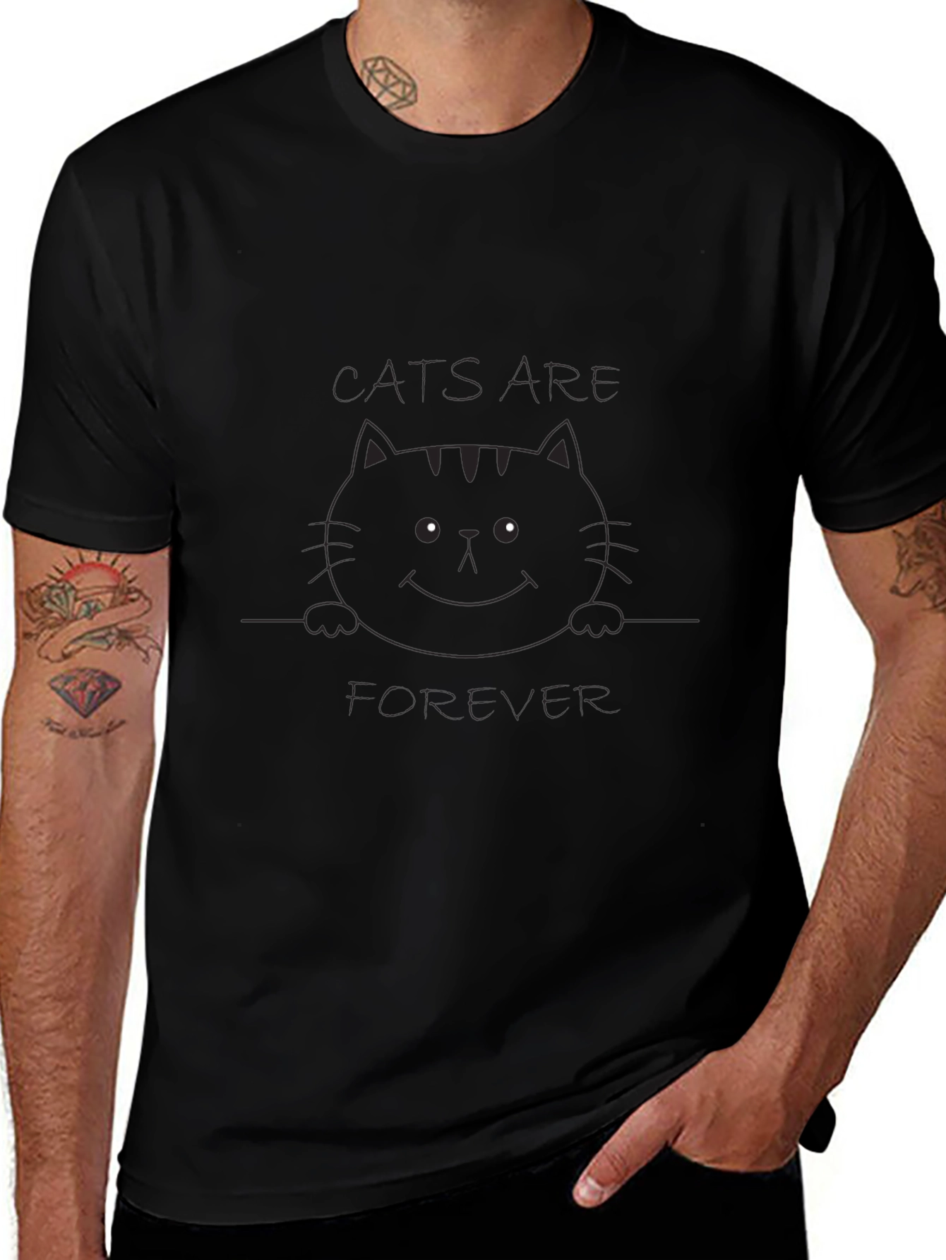 Cats Are Forever Black Graphic Tee