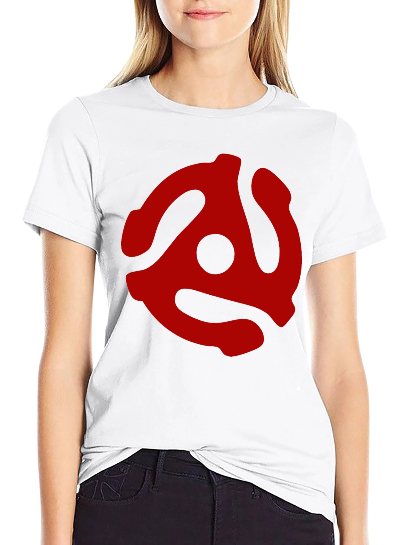 Red 45 RPM Adapter Graphic Tee - Black