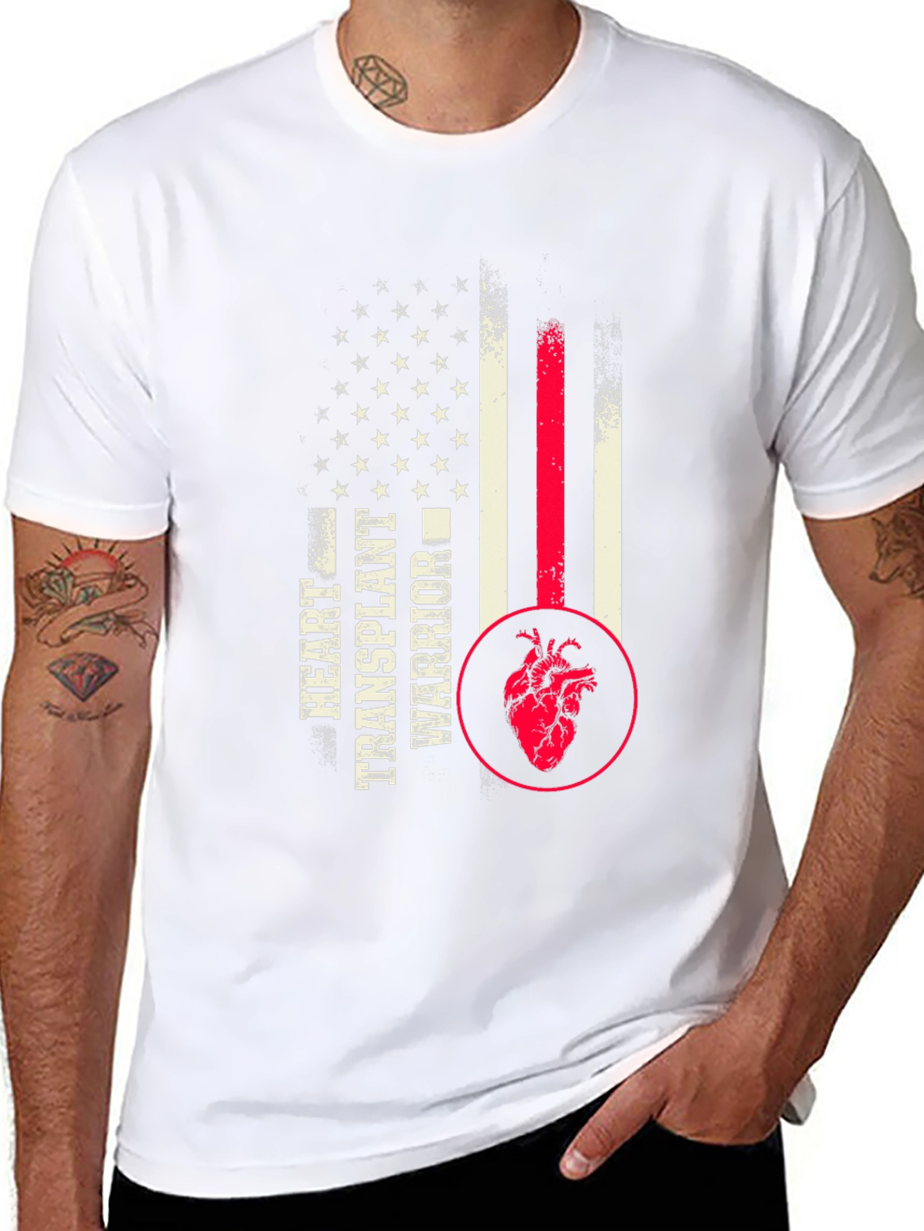 Heart Transplant Warrior USA Flag Graphic Tee