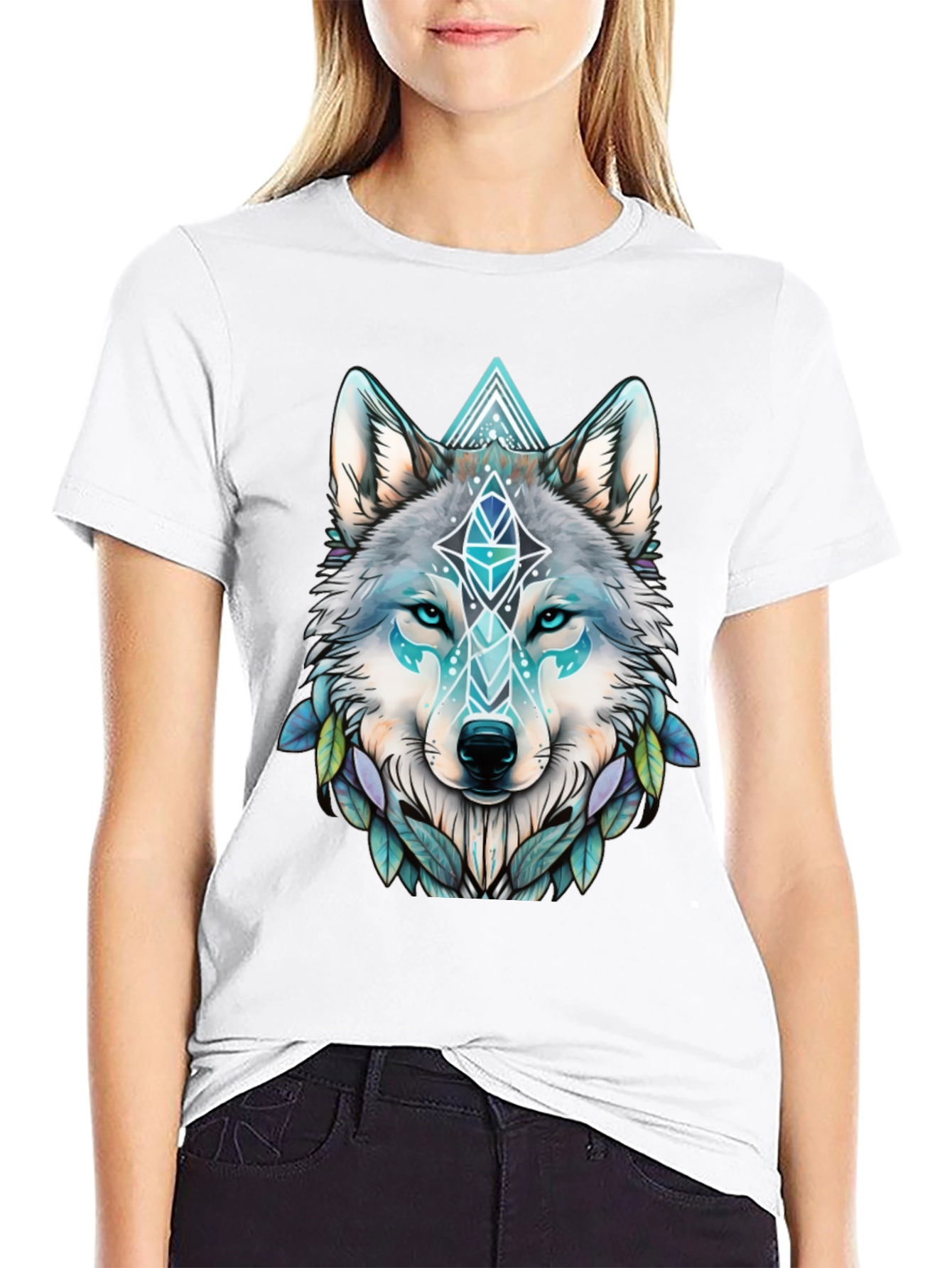 Wolf Graphic Tee - Geometric Design