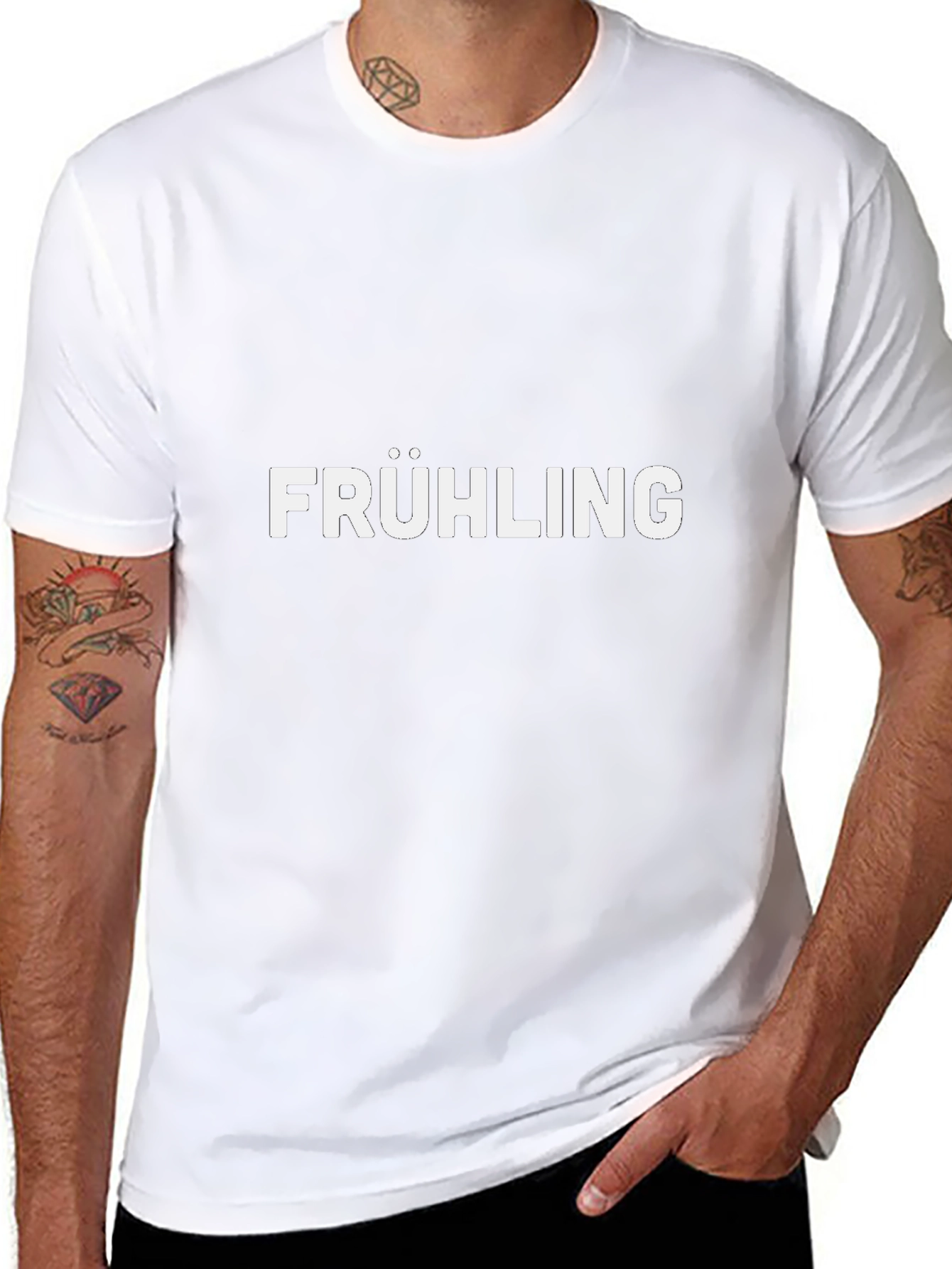 Frühling Graphic Tee - Black Cotton Casual T-Shirt