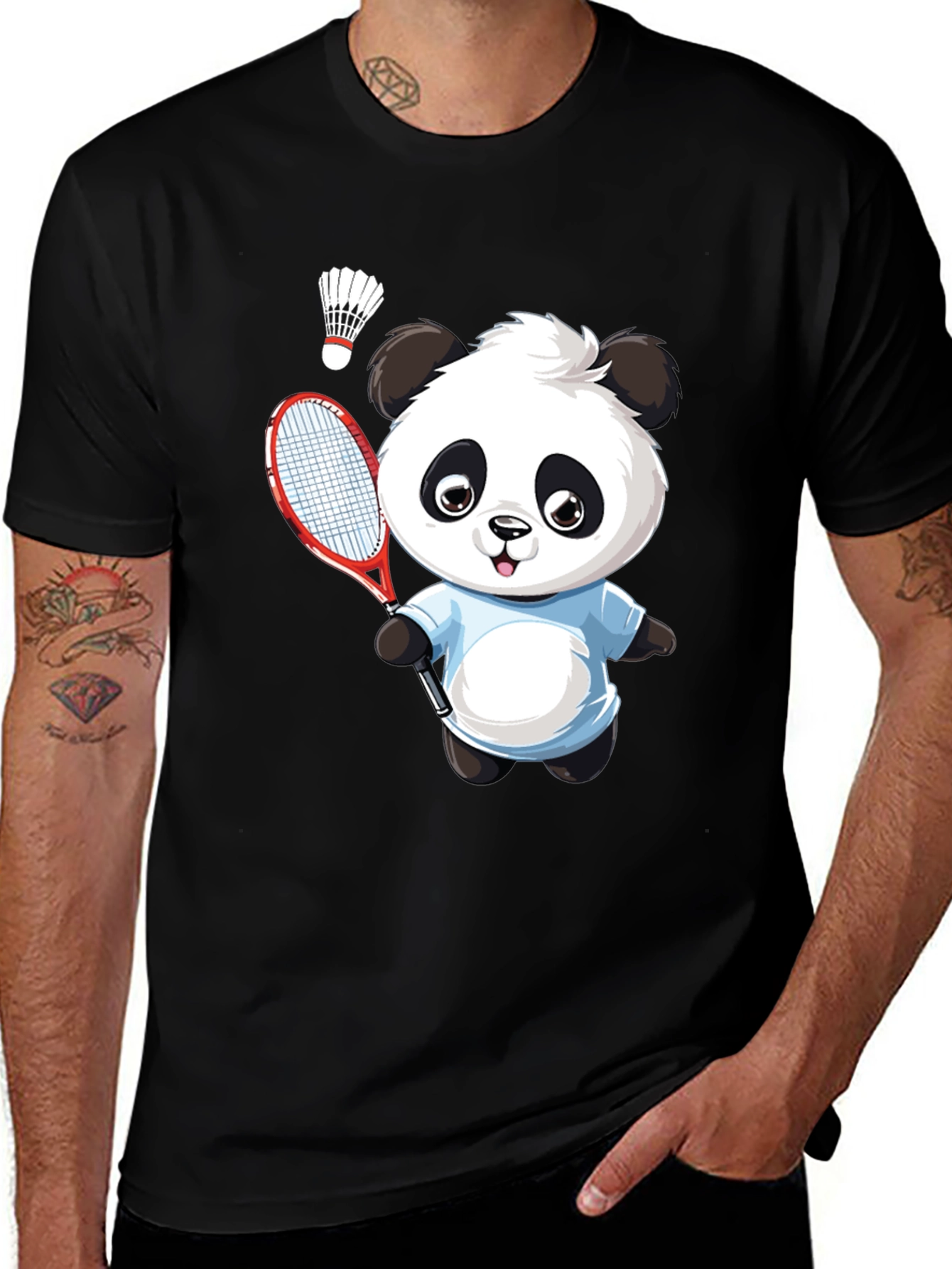 Panda Badminton Graphic Tee