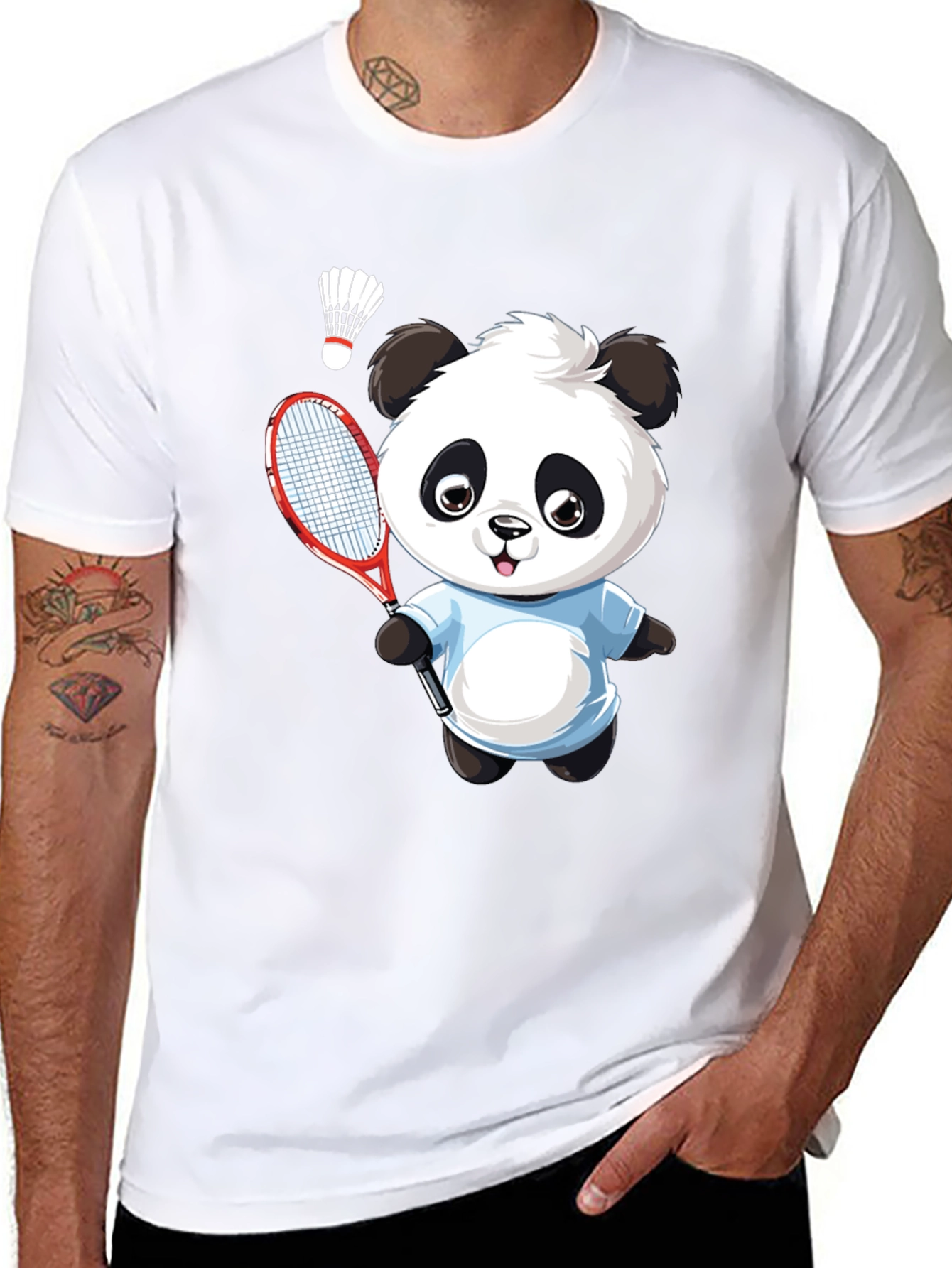 Panda Badminton Graphic Tee