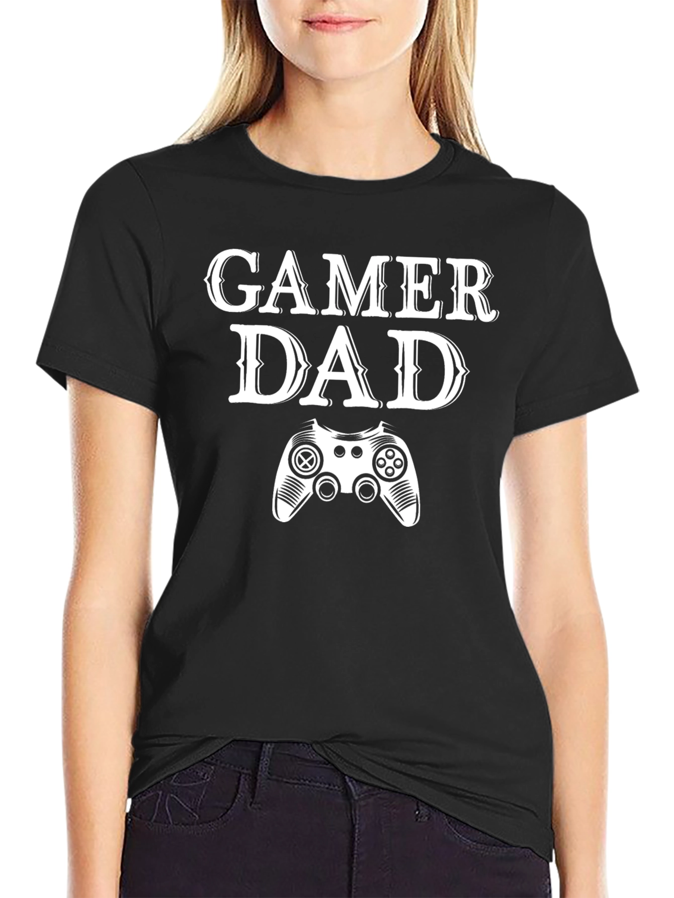 Gamer Dad Black T-Shirt with Controller Design