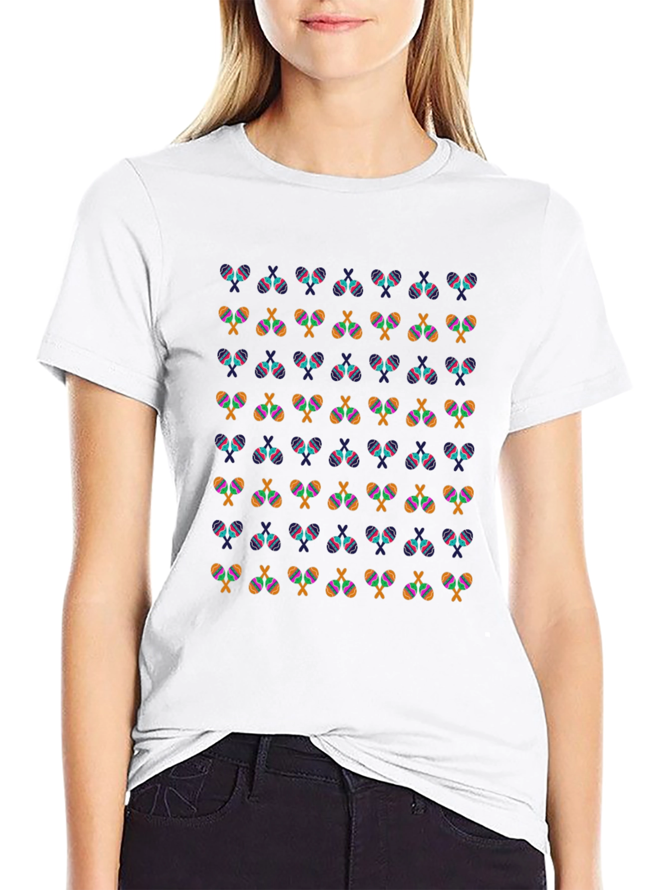 Maracas Patterned Black T-Shirt