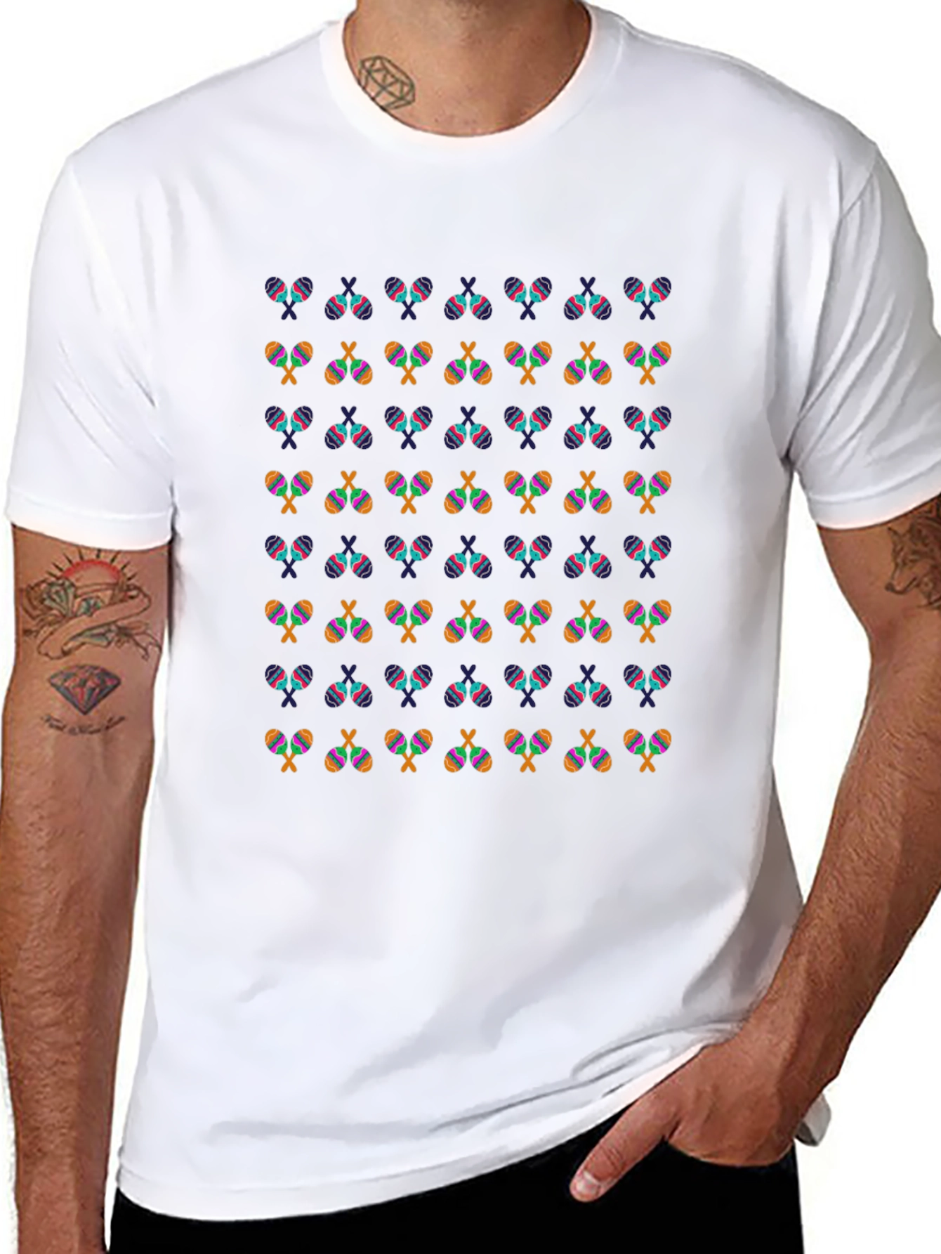 Maracas Patterned Black T-Shirt