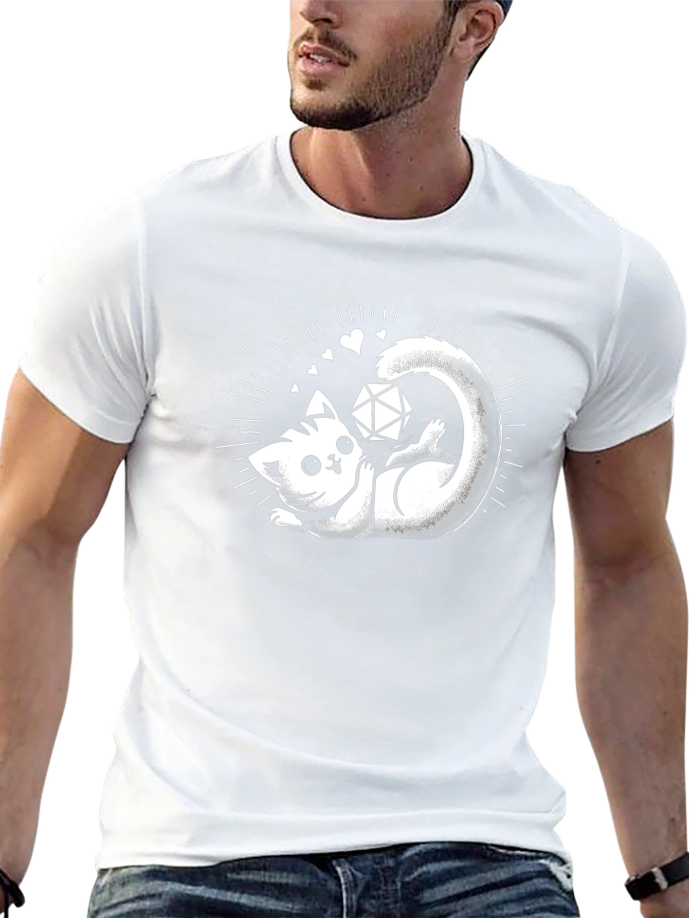 D20 Cat T-Shirt - Gamer Cat Tee