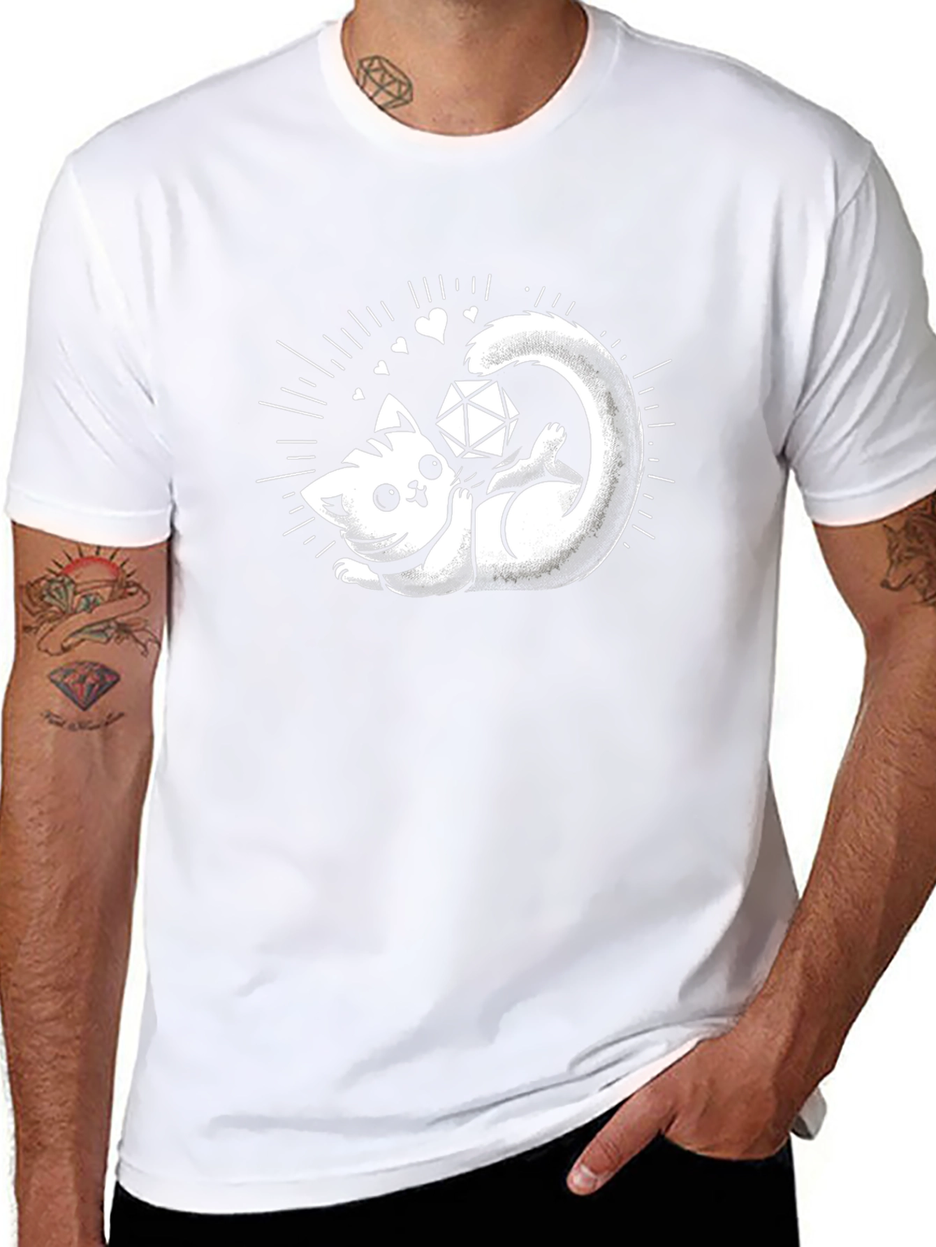 D20 Cat T-Shirt - Gamer Cat Tee