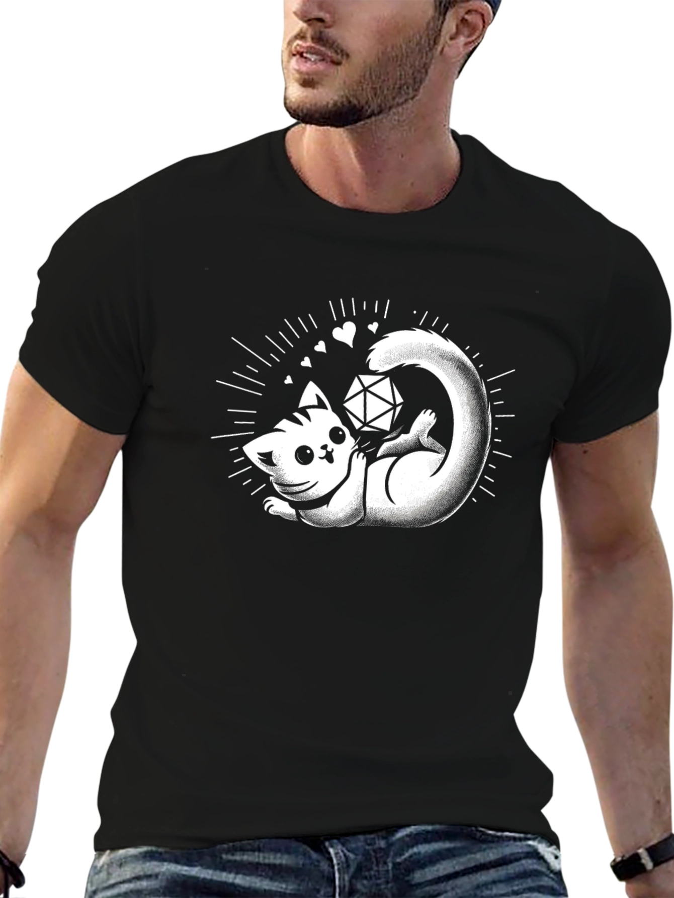 D20 Cat T-Shirt - Gamer Cat Tee
