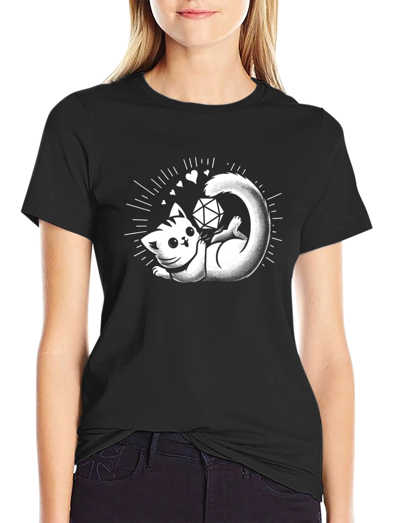 D20 Cat T-Shirt - Gamer Cat Tee